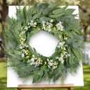 30inch Eucalyptus Wreath for Front Door - Large Artificial Greenery Outdoor Wreath, Spring Summer Decor Door Wreath with Olives Leaves,Mixed Berry for Porch,Window, Farmhouse, Home,Holiday, Hanging