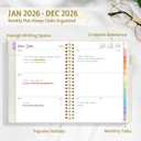 2026 Planner, Annecy Weekly  Monthly Planner 2026, Jan. 2026  Dec. 2026, 6.4" x 8.5" Monthly Agenda Planner with Tabs, Flexible Linen Cover, Spiral Binding, Double-sided Pocket, Bookmark, Beige