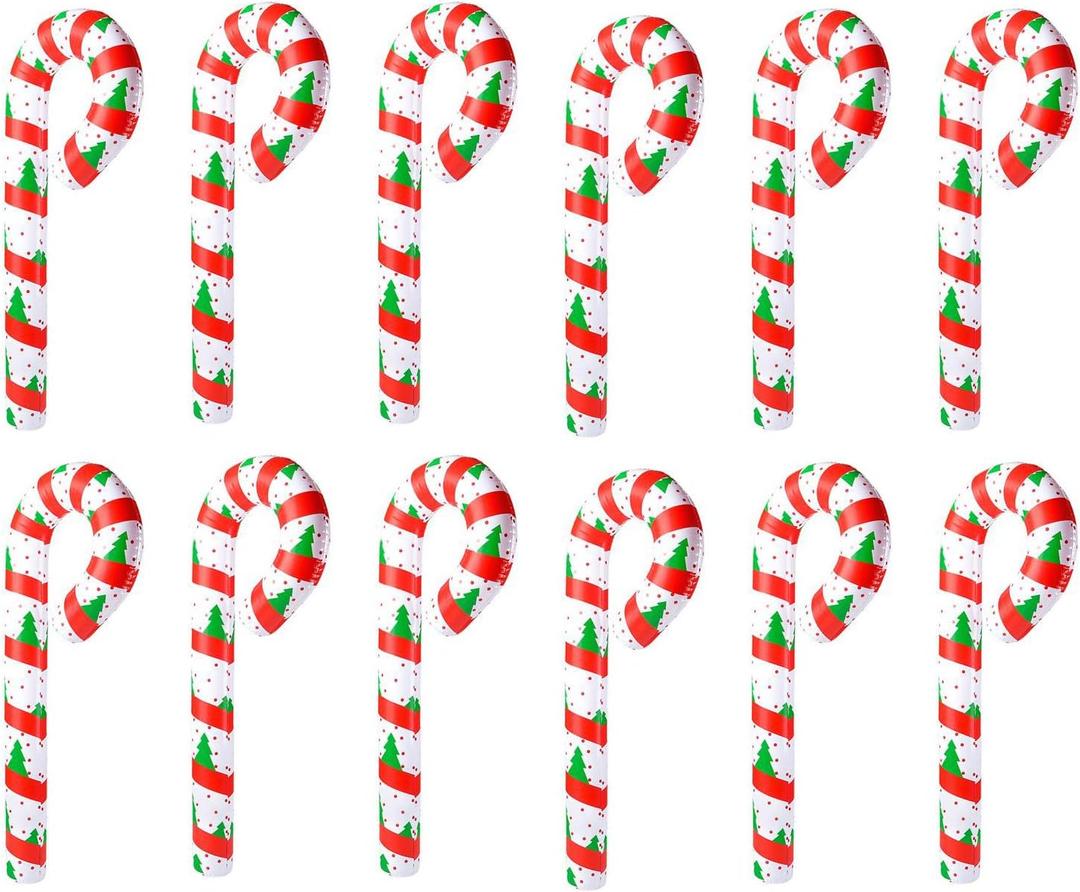 Lot Of 12 Jumbo Inflatable Christmas Tree Candy Cane Decorations