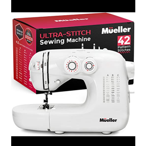 Mueller Machine For Sewing,110 Stitch Applications, Foot Pedal, LED Light, Buttonhole, Button & Zipper Sewing, User friendly, Thread Cutter and Removable Accessories Storage, White