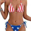 Tainehs Women's Sexy Halter Bikini Set Triangle Top String Swimwear Two Piece Swimsuits Cheeky Bathing Suit, XS