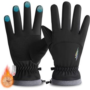rivmount Kids Ski Gloves Touchscreen Waterproof Warm for Boy Girl Youth Outdoor Skiing Cycling Snow Winter (L(8-10Y), Black)