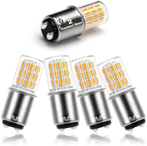 Ziomitus BA15D 12 Volt LED RV Camper Interior Light Bulbs,1076 1142 1176 S8 3W 2700K Warm White,Double Contact DC Bayonet Base,AC10-24V DC10-30V Low Voltage BA15D for Marine Boat Trailer Lights,5 Pack
