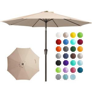 JEAREY 9FT Outdoor Patio Umbrella, Market Umbrella, Beige
Outdoor Table Umbrellas with 8 Sturdy, Tilt & Crank UV Protection Waterproof for Garden, Deck, Backyard, Pool