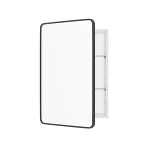 WallBeyond Bathroom Medicine Cabinet with Mirror, 24x36 Inch Black Recessed Aluminum Alloy Metal Framed Single Door Modern Cabinet