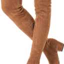 N.N.G Women Over the Knee Boots Low Heel Winter Block Suede Thigh High Chunky OTK Long Comfort (6.5)
