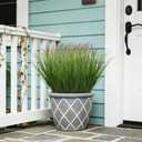 48 Bundles Artificial Plants Onion Grass Outdoor 17 Inch Tall Fake Shrubs Wheat Grass UV Resistant Greenery Stems Faux Bushes Plant for Indoor Outdoor Garden Office Home Decor（Green Red Tail）