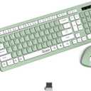 Wireless Keyboard and Mouse Combo, Full-Sized Wireless Keyboard and Adjustable DPI Mouse, 2.4GHz USB Receiver, Keyboard and Mouse for PC, Windows, MAC, Desktop, Laptop (Avocado Green)