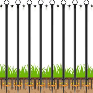 AILBTON 8 Pack 10Ft String Light Poles,Light Poles for Outside String Lights,Outdoor Light Poles with Fork,Metal Pole Stand for Patio,Backyard,Deck