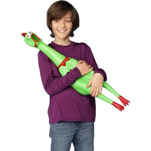 Crazy Huge Rubber Chicken - 29 Inch Giant Screaming Noise Makers for Parties, Pranks, Practical Jokes - Squeaks Up to 45 Seconds - Squawking Novelty Gag Gift Green