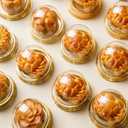 Zezzxu 50 Pack Mini Cake Containers, Clear Plastic Small Cupcake Boxes with Dome Lids for Individual Chocolate Covered Cookies, Strawberry, Mooncake (Gold)
