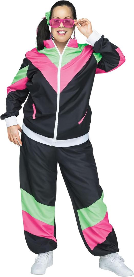 Fun World womens 80's Sweat Suit (X-Large, Black)