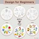 Bradove 3 Sets Leaves and Flowers Embroidery Kit for Beginners, Beginner Embroidery Kit for Adults, Learn to Embroider Kit Adult Beginner, Stitches Kit