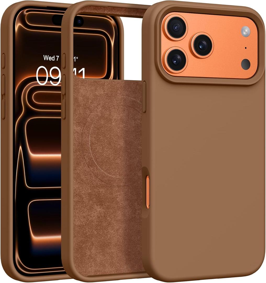 BENTOBEN Magnetic for iPhone 17 Pro Max Case 6.9", Compatible with Magsafe, Silky Liquid Silicone, Slim Soft Full-Body Shockproof Protective, Women Men Phone Cover for iPhone 17 Pro Max, Brown