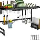 SALALULU 4 Baskets Over The Sink Dish Drying Rack - Large Kitchen Dish Rack with Knife Holder, Space Saving Drying Rack（37.4″S）