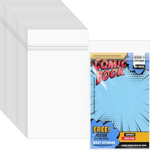 80 PCS Resealable Current/Modern Comic Bags,Thick Clear Plastic Sleeves for Current Comic Book Collection Storage Protection,6.97x10.5 inch