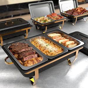 Amhier 9Qt Chafing Dishes for Buffet, 4 Pack, Black
Multi-Size Food Pans, Maifanite Coating, Resisting Scratches & Stains, Foldable Frame, Stainless Steel, For Parties, Weddings