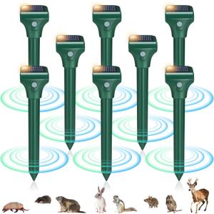 Mole Repellent, 8 Pack Snake/Skunk Repellent for Yard Rabbit Repellent Outdoor IP65 Waterproof, to Get Rid of Vole, Gopher, Groundhog, Rodent, Chipmunk, Raccoon and Skunk for Lawn & Garden