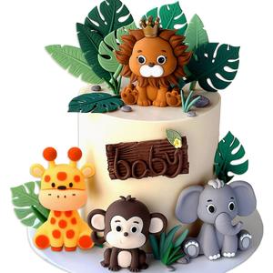 JeVenis Safari Animal Cake Topper Jungle Baby Shower Cake Decoration Safari Animals Decoration Wild One Cake Decoration Two Wild Cake Toppers Giraffe Monkey Cake Topper
