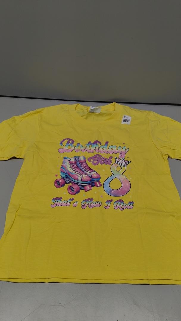 Rolling Into 8 Years Old Roller Skating Girl 8th Birthday T-Shirt, Size S