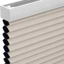 Changshade Cordless Cellular Shades, Light Filtering Honeycomb Shades for Windows, Pull Down Pleated Blinds, Easy to Install for Indoor Windows and French Doors,33.5" W x 64" H, Beige