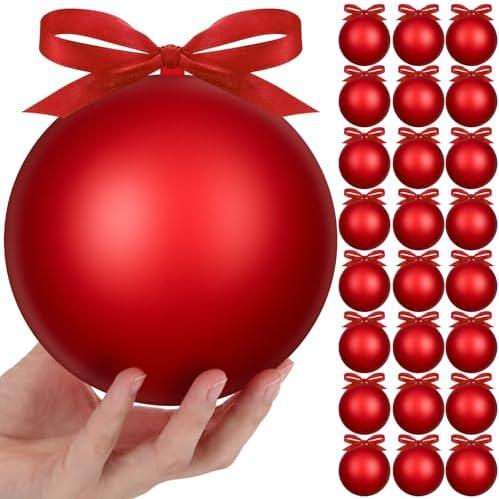 Weysat Extra Large Christmas Hanging Ornaments Oversized Plastic Balls for Outside Lawn Yard Tree Hanging Decorations(6 Inch)