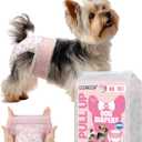 Dono Disposable Pull It Up Female Dog Diapers, 360 Stretchy Waist Puppy Diapers, Super-Absorbent Doggie Diapers with Rapid-Dry Technology Leak-Proof Design for Doggy in Heat Period, XS 10 Pcs