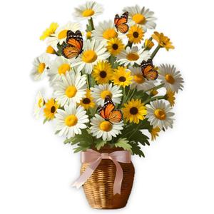 Daisy Paper Pop Up Flower Cards for Women, 3D Popup Greeting Card, Birthday Christmas Anniversary Cards, Paper Flower Bouquet Gift for Daughter Wife