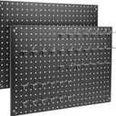 Peg Board, 2 Pack Metal Pegboard Panels Black Pegboards Wall Organizer with Frame Large Heavy Duty Peg Board with Hooks for Walls Home,Garage Tool Storage,Office Organization,Kitchen 2416