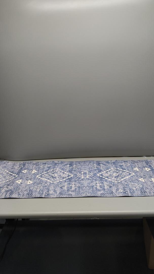 17x59 Cushioned Vintage Runner Rug Waterproof, Standing Comfort Memory Foam Padded for Front Sink Laundry Office, Light Grey and Blue