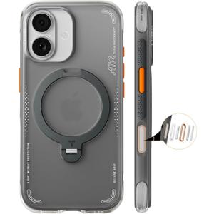 TORRAS Ostand Q3 Air for iPhone 17 Case with 360 Magnetic Stand, Fit for MagSafe, Mil-Grade Drop Tested, Camera Control Button, Shockproof Phone Case for iPhone 17 6.3'', Shadow Black