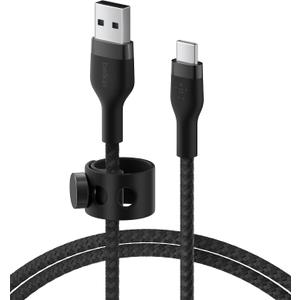 Belkin BoostCharge Pro Flex Braided USB-C to USB-A (2M/6.6ft) Fast Charging Cable USB-IF Certified for iPhone 17, iPhone 17 Pro, iPad Pro, Galaxy S25, S24, Pixel, Nintendo Switch 2 & More - Black
