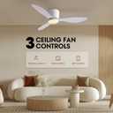 LUDOMIDE Ceiling Fans with Lights,42 Inch Low Profile Ceiling Fan with Wall Control and Remote Control,Dimmable,Flush Mount Ceiling Fan with Noiseless DC Reversible Motor for Bedroom Indoor Use