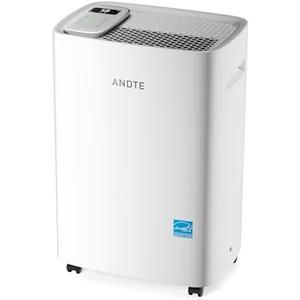 4500 Sq.Ft Energy Star Dehumidifier for Basement, ANDTE 52 Pints Home Dehumidifiers with Drain Hose & Tank for Large Room,Bathroom, Smart Humidity Control, Touch Control Panel, Auto Defrost