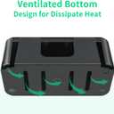 Cord Organizer Box, Cable Hider for Power Strips, Surge Protector, Extension Cord and Wire Management, Cable Management Box (2PCS/Large and Medium Size/Black)