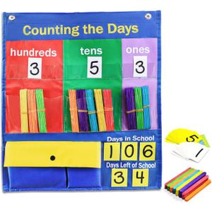 Godery Place Value Charts & Counting Caddie Pocket Chart for Classroom (Hundreds, Tens, Ones)