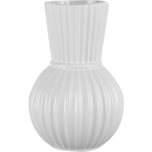 White Ceramic Vase for Flowers, Small Round WhiteVase for Home Decor, Pampas Grass Vase for Living Room, Office, Entryway, Shelf, Dining Table, 7 inches
