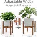 Natural Bamboo Plant Stand Indoor, Adjustable Plant Shelf Indoor Fits 8-12 Inch Pots, Mid Century Modern Decor to Refresh Your Space(Pot & Plant Not Included)