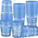 Qinyoung 24 Pcs De Barro Mexicanos Cielito Lindo Party Decoration Cups 16oz Reusable Plastic Cups for Mexican Wedding Party Supplies Birthday Favor Bulk for Ice Coffee, Juice Smoothie(Blue)