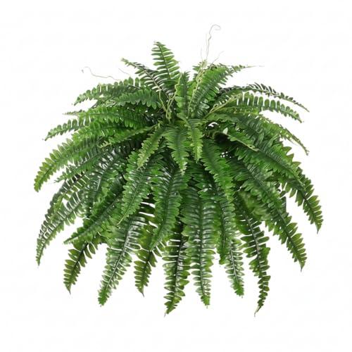 Trivon 28" Tall Outdoor Artificial Plants, Pack of 1 UV Resistant Artificial Boston Fern with 55 Branches, Faux Outdoor Flowers for Office & Living Room Decor, Fake Fall Mums Bush