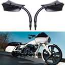 Black 8mm/10mm Motorcycle Rear View Side Mirrors Compatible With Cruiser Chopper Sportster Dyna Softail Street Bike Scooter Dirt Bike and More