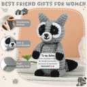 JoycuFF Sister Birthday Gifts Mini Raccoon Birthday Gifts for Sister Positive Crochet Animals Cheer Up Gift for Sisters Handmade Emotional Support Crochet