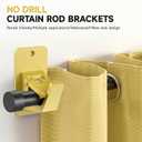 Universal Curtain Rod Holders, No Drill Curtain Rod Brackets, Self Adhesive Curtain Rod Brackets Up to 30 LB, Nail Free Curtain Rod Hooks for Bathroom, Bedroom, Livingroom, Kitchen (8PC, Gold)