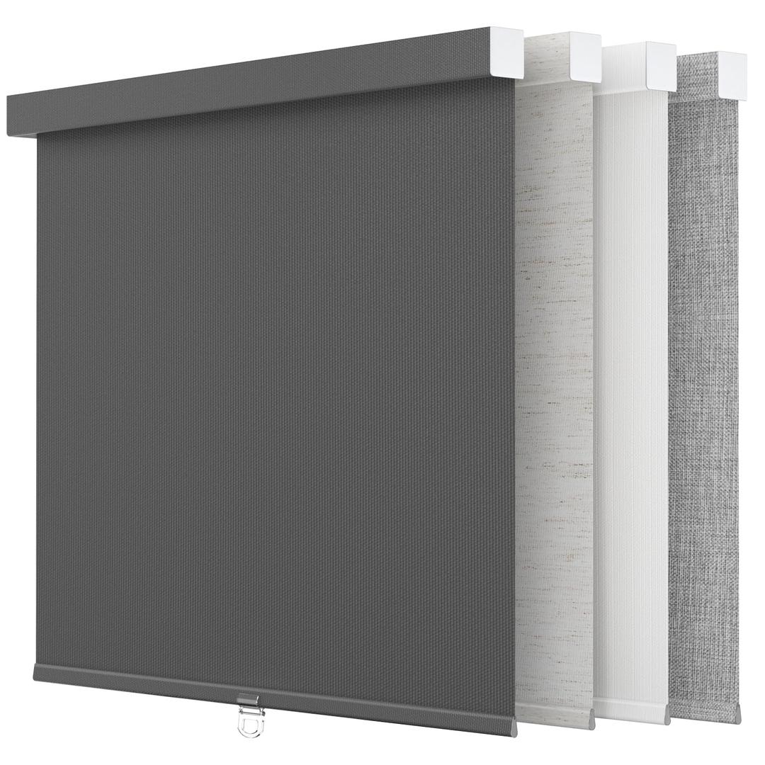 Astomi Cordless Blackout Roller Shades with Valance, 24 x 72 in, Black