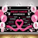 Breast Cancer Awareness Backdrop Banner Decorations with 70.8"X43.3", Hope Faith Strength Courage Breast Cancer Pink Month Photography Background for Charity Activities Party Decor