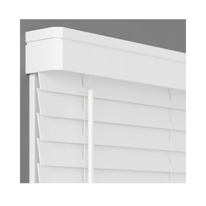 2 Inch Cordless Faux Wood Blind with Contemporary Valance - 18" W x 36" L - White, Over 900 Custom Sizes Starting at 19.97, Smooth Room Darkening Slats for Interior Windows by Lumino