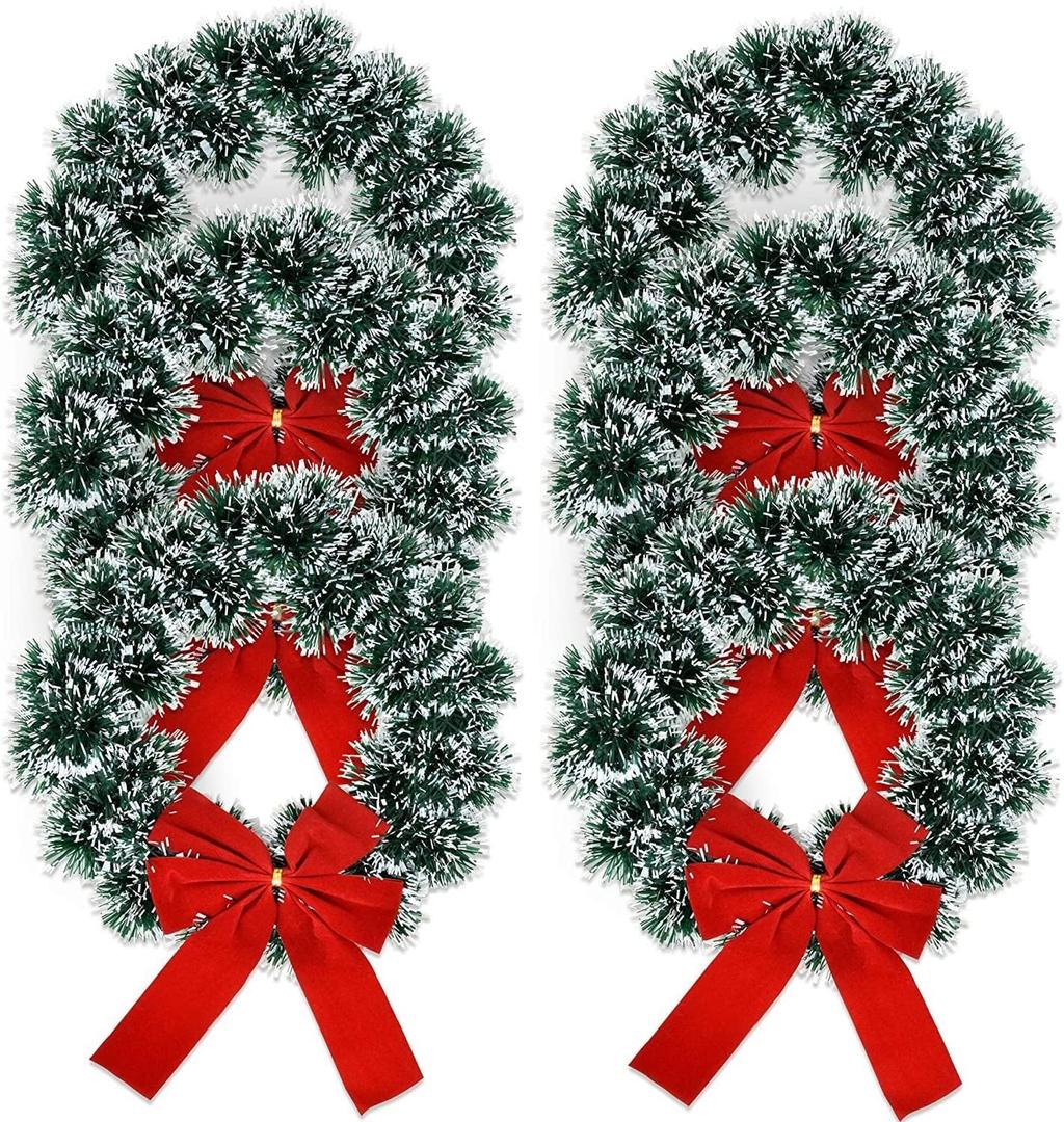 Gift Boutique 6 Christmas Wreath 9.5 with Red Velvet Bow Tinsel Wreaths Crafts for Door Kitchen Decor Pine Indoor Decorations Home Window Decoration Holiday Crafting