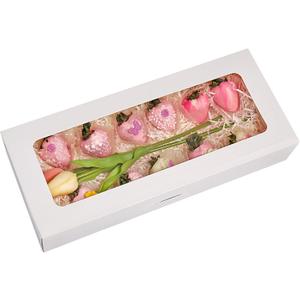 24-Pack 14" x 6" x 2.5" Cookie Boxes, Bakery Boxes with Window, Strawberry Boxes, Auto-Popup Treat Boxes for Strawberries, Cookies