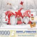 Bits and Pieces - 1000 Piece Jigsaw Puzzle for Adults 20" x 27 - Three Gnomes - 1000 pc Christmas Winter Jigsaw by Artist Makiko