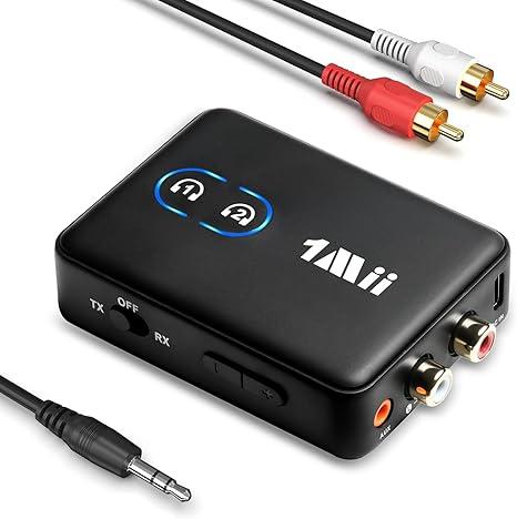 1Mii RCA Bluetooth 5.3 Adapter for TV, 3.5mm AUX Bluetooth Transmitter Receiver for 2 AirPods or Headphones, Home Stereo, Speakers, Projector, Treadmills, PC, with Volume Control, aptX Low Latency